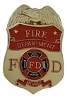 Fire Department Breast Badge Member Red - FD Seal Full Size Eagle Top Gold