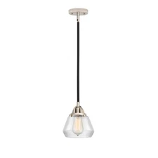 Innovations Fulton 1 Light 6.75" Mini Pendant, Black PN/Clear - 288-1S-BPN-G172
