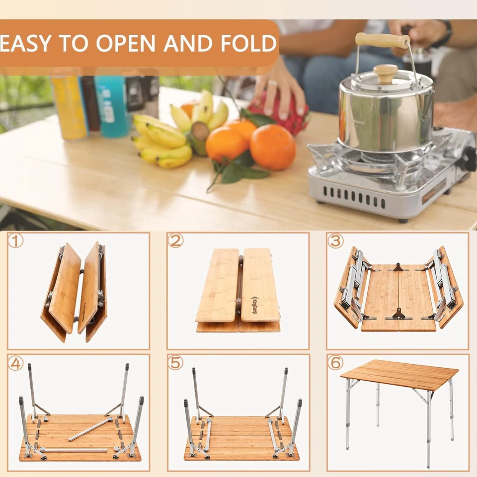 Mesa de Camping Plegable Ligera Estable KingCamp Amarilla_25.6"x19.6" Actualización  Foto 4 de 4