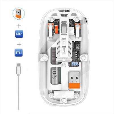 M233 Transparent Magnetic Mouse Triple Mode 2.4G Bluetooth 