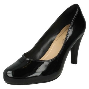 clarks black patent court shoes
