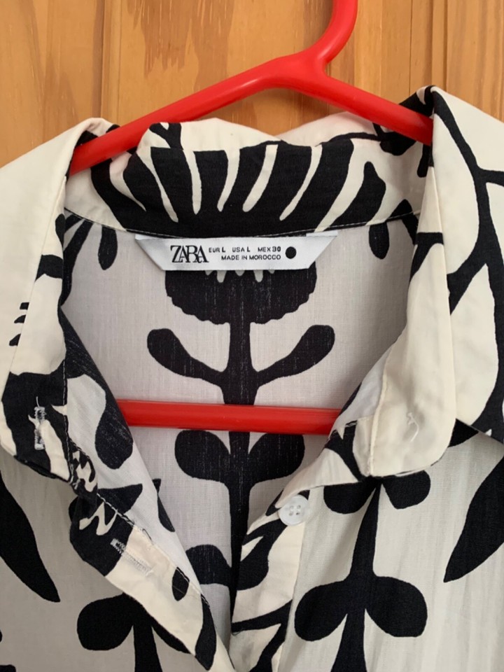 ZARA BLACK AND CREAM SHIRT DRESS SIZE L eBay