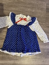 Vintage 80s Evy of California Pinafore Dress Size 3T Blue White Floral 2 Piece