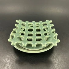 Studio Pottery Soap Dish 2 Piece Drain Grid and Bowl