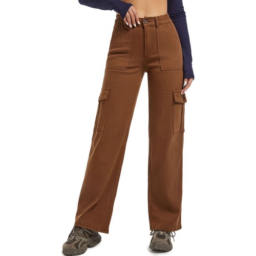 Blue Flower Pocket Plus Size Wide Leg Pants For Women Jeans - Picture 5 of 24