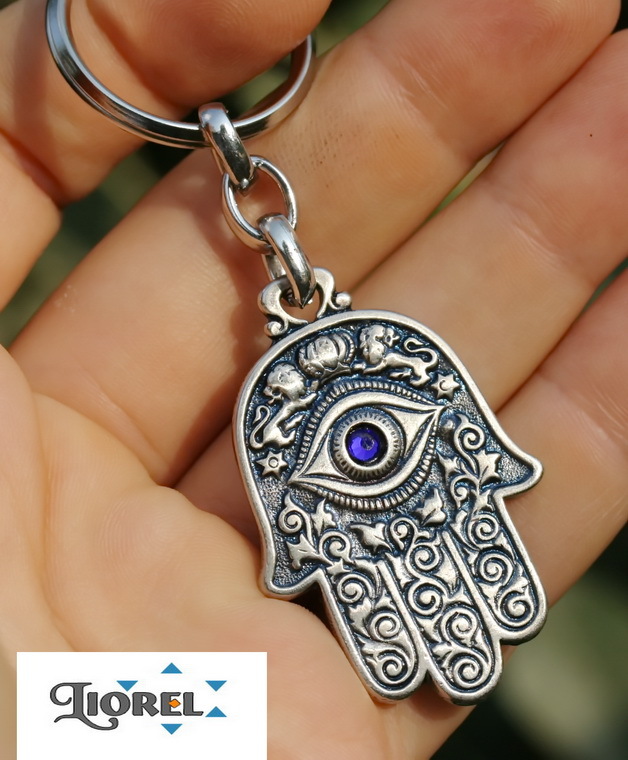 HAMSA Hand KEYCHAIN Jewish Symbols Charm Amulet, Kabbalah & Evil