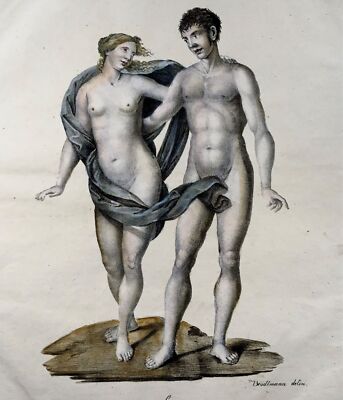 1816 Adam and Eve, Brodtmann, Imp. folio 42.5 cm, lithography in crayon manier, 