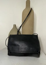 VTG Boulder Ridge Thin Leather Crossbody Bag Full Grain Cowhide Black Purse