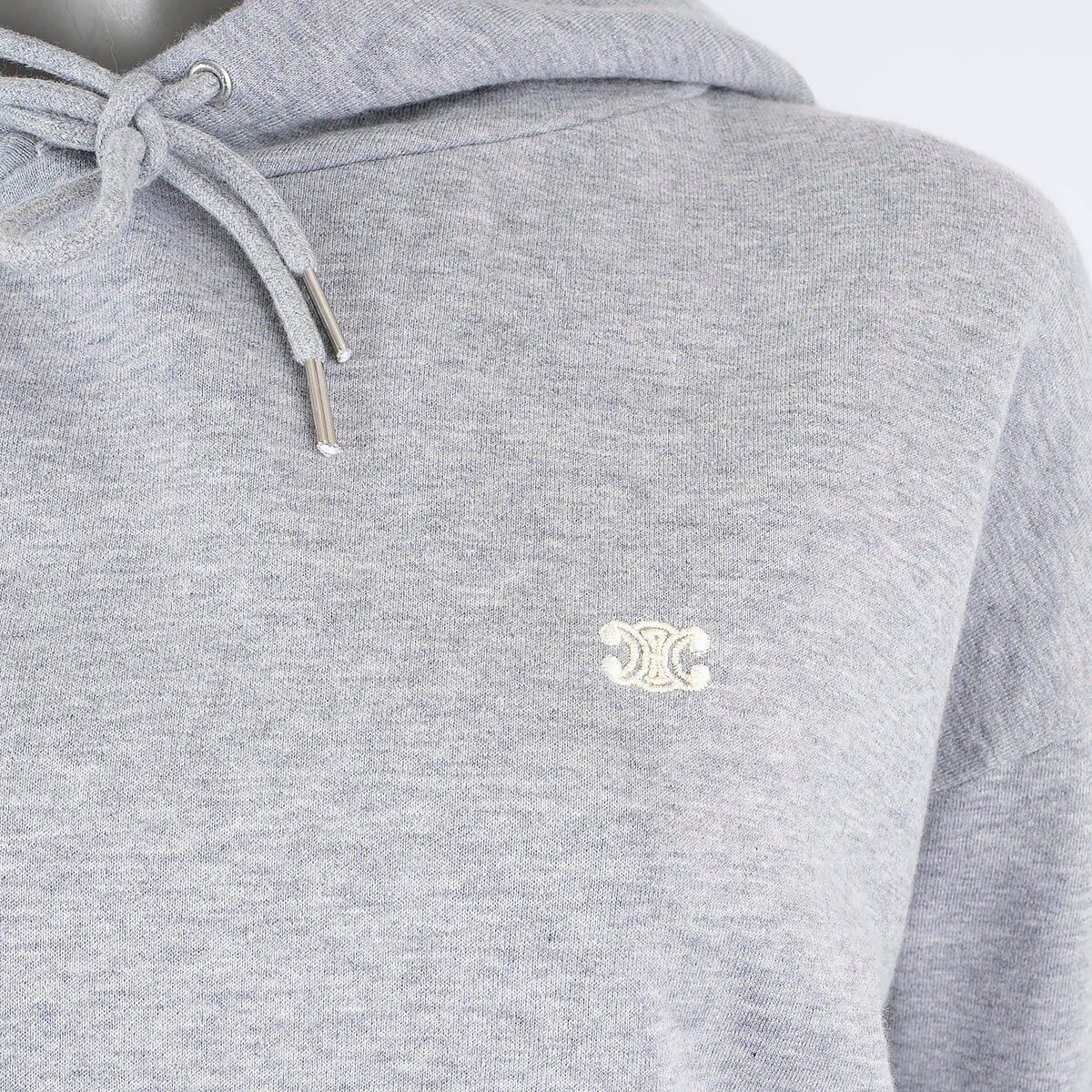 68141 auth CELINE grey cotton & cashmere TRIOMPHE Hoodie