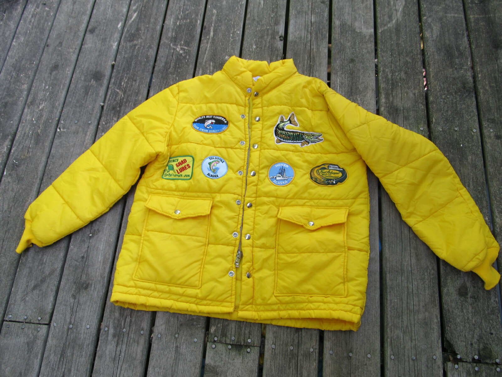 Vintage Puffy Yellow Upstream Fishing 