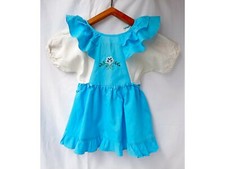 NOS VTG Baby Girl Dress White  Blue Spring Retro Fashion 90s Kids 18 months