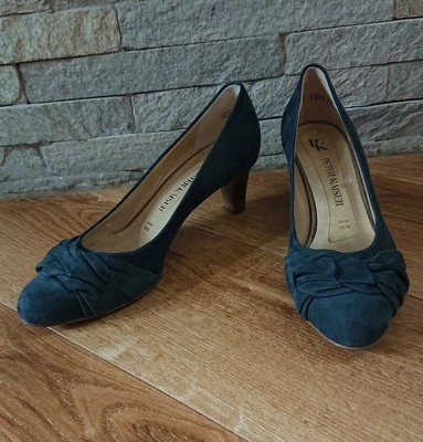 navy blue suede court shoes