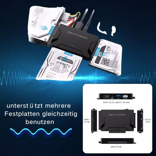 USB 3.0 zu IDE SATA Konverter 2.5" 3.5" Festplatte extern Sata USB Adapter - Bild 3 von 10