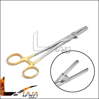 Gold-Handled Tube Occluding Clamp Forceps 8'' With Guard - Surgical Dental Tool DS-1377 (Locking) 9 thumbnail image
