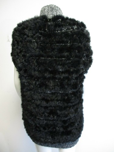 DIANE VON FURSTENBERG black grey rabbit fur wool knit cardigan sweater sz P - Picture 3 of 5