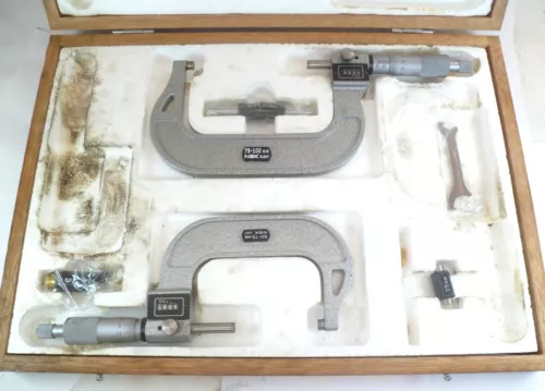 NSK 75-100mm 50-75mm .001 Micrometer Set 552-101 --- missing 2 micrometers