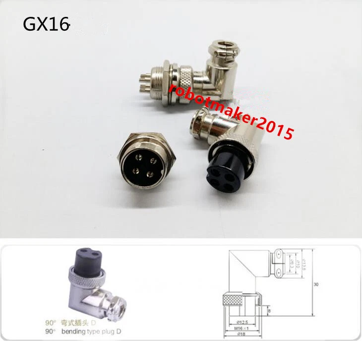 1set 2/3/4/5/6/7/8/9 Pins GX16 Socket Mic 90 Degree Plug Male Female Connector - Image 2 of 3