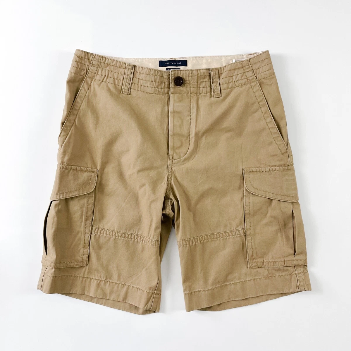 TOMMY HILFIGER Adaptive Men s Cargo Shorts Beige Brushed Twill eBay