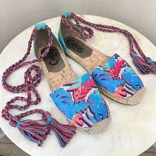 Sam Edelman Circus Lenora Espadrille Lace Up Flats Size 7.5 Women's Tropical