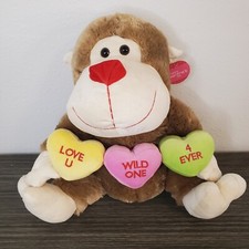 Dan Dee Love Monkey Valentine's Day Stuffed Animal Conversation Hearts 13" Plush