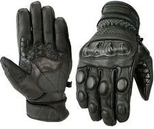 MENS PERFORATED CARBON KNUCKLE PROTECT MOTORBIKE MOTORCYCLE SHORT LEATHER GLOVES