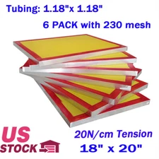 6 PACK 18" x 20" Aluminum Screen Printing Frame 230 Mesh Count Local pickup