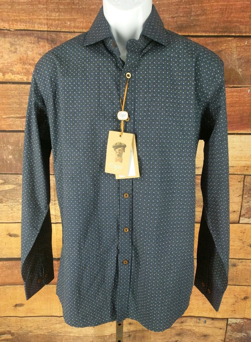 Cigar Couture~M~mens Shirt L/S Micro Leaf Geometric Dot Cigar Couture~M~mens Shirt L/S Micro Leaf Geometric Dot