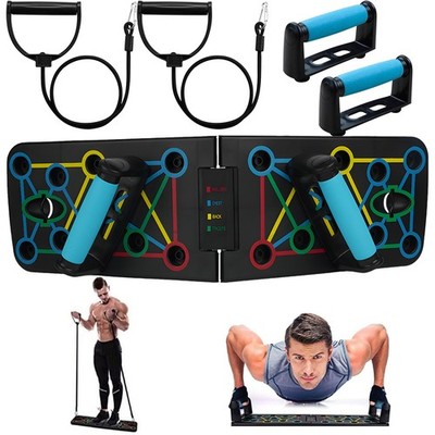Liegestützbrett Set Faltbares Push Up Board Fitnessgeräte mit 2 Liegestützgriffe