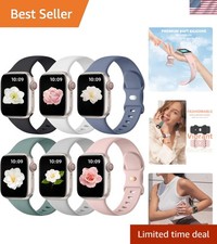 6 Pack Silicone Sport Watch Bands for Apple Watch - Black, Blue Gray, Gray, P...
