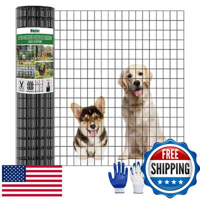 Moyios 48 in x 25 ft Welded Wire Mesh Fence, 2 in × 3 in 15GA Black PVC Coated G