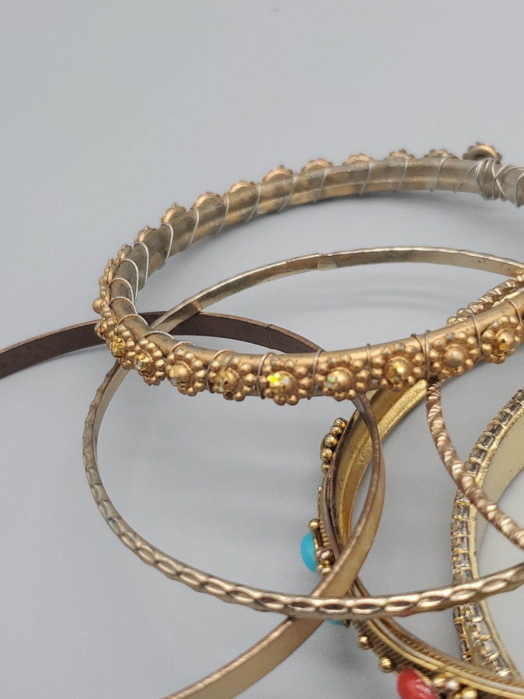 Stackable Bangle Bracelet Set Gold Tone Set of 6 … - image 4