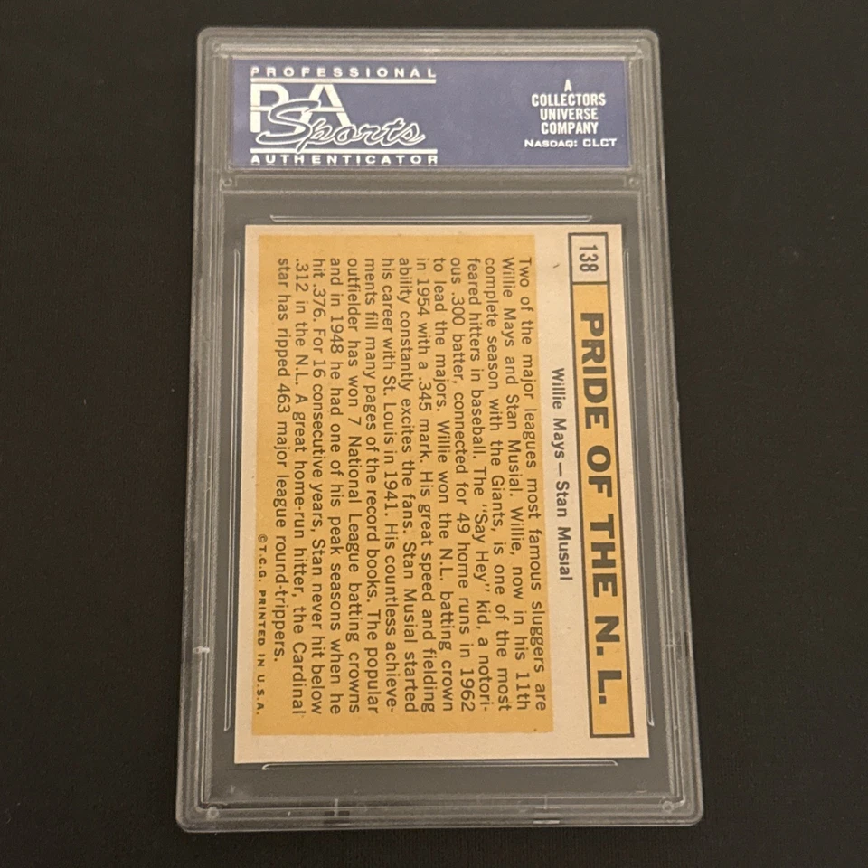 1963 Topps Pride Of NL Willie Mays Stan Musial PSA 8 casi nuevo-como nuevo #138 ¡Mira!! Foto 2 de 2