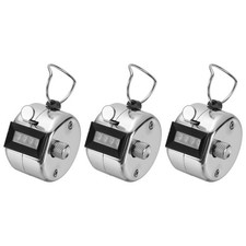 Pitch Counter Clicker, 4-Digit Number Clicker for Counting 3 Pcs Black/Silver