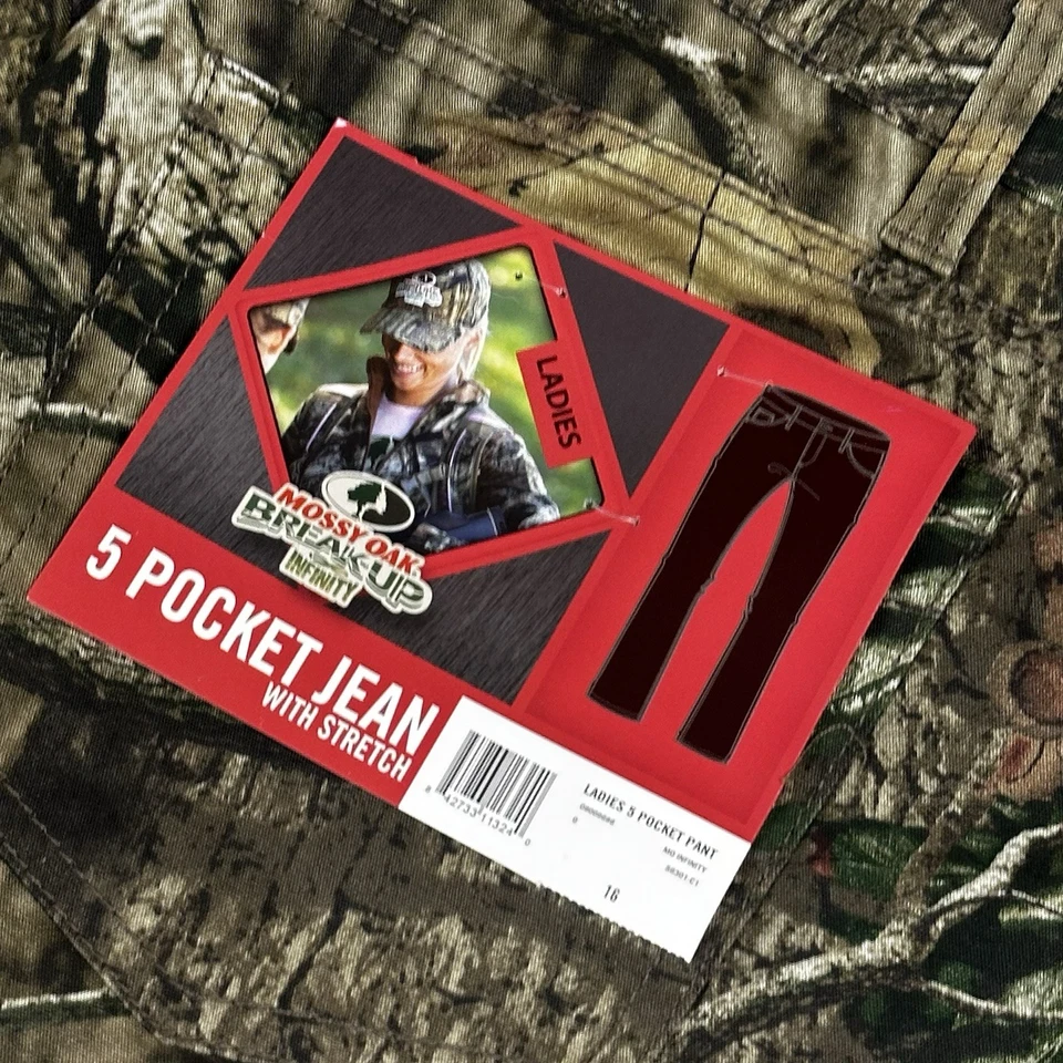 Mossy Oak Camo Jeans Womens 16 Stretch Hunting Pants 5 Pocket Break Up Infinity - Image 2 of 4