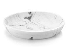 Resin White Marble Oval Soap Tray Kitchen Sponge Vanity Tray Holder Organiser