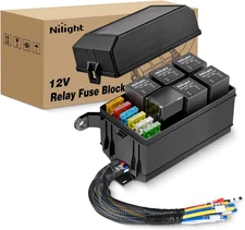12V Fuse Relay Box 6 Relays 6 Slots ATC/ATO Blade Fuse Holder 4Pin 5Pin Terminal