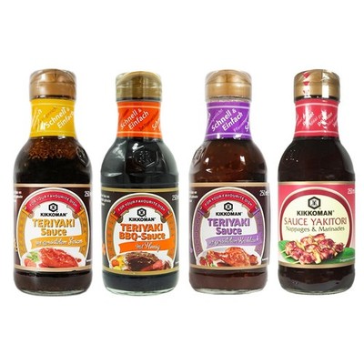 Kikkoman Teriyaki Saucen und Yakitori Sauce 4er Set Teriyaki Marinaden (4x250ml)