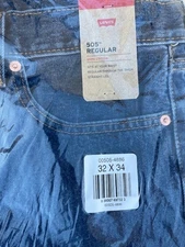 Levi's Men's 505 Dark Stonewash Regular Fit Straight Leg Jeans 32W 34L. NEW!!!