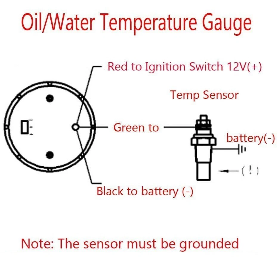 Medidor electrónico de temperatura del agua LED digital azul negro 2" 52 mm para automóvil EE. UU. Foto 4 de 4