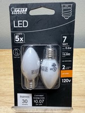 2-Pk Feit Electric LED Light Bulbs White 2700K 7W Eqv