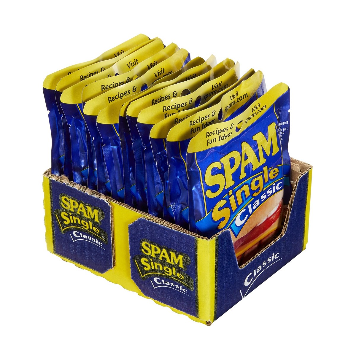 SPAM Classic Single Pouch 2.5 Ounce 12 Pack Fully Cooked Pork and