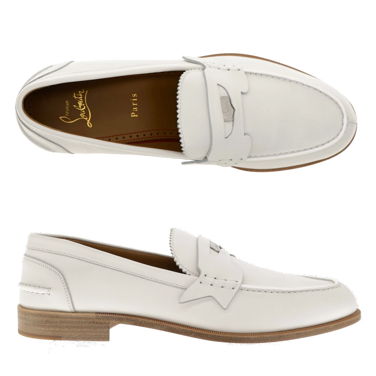 Christian Louboutin — Christian Louboutin Penny Loafer White Leather Size 10 US New