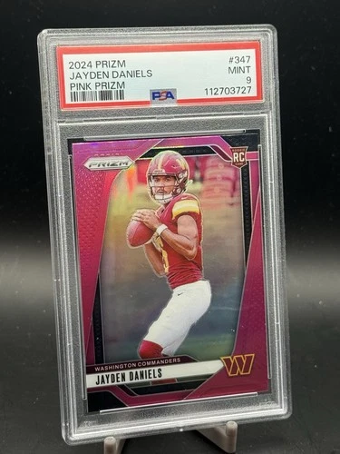 Jayden Daniels 2024 Donruss Optic Pink Prizm RC PSA 9 Mint 248 Rookie Commanders