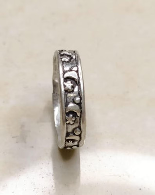 Moon And Star Silver Band Ring 925 Sterling Silver Celestial Ring  All Size R156