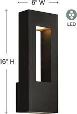 Hinkley Atlantis 16" Black Rectangle Modern LED Outdoor Wall Light
