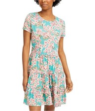 BeBop Womens Floral Print Tiered Dress