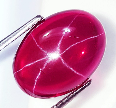 14.60 Cts. Natural Star Red Ruby 6 Rays Oval Cabochon Shape Certified Gemstone