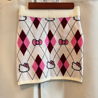 Hello Kitty Forever 21 Argyle Mini Skirt Small Kidcore Academia Coquette 19633