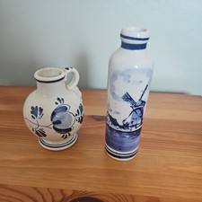 antique delft blue and white pottery - this listing is for both items