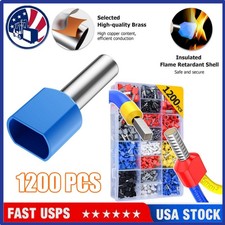 1200 Pcs 22-5 AWG Ferrule Wire Crimp Connectors Insulated Cord Pin End Terminals